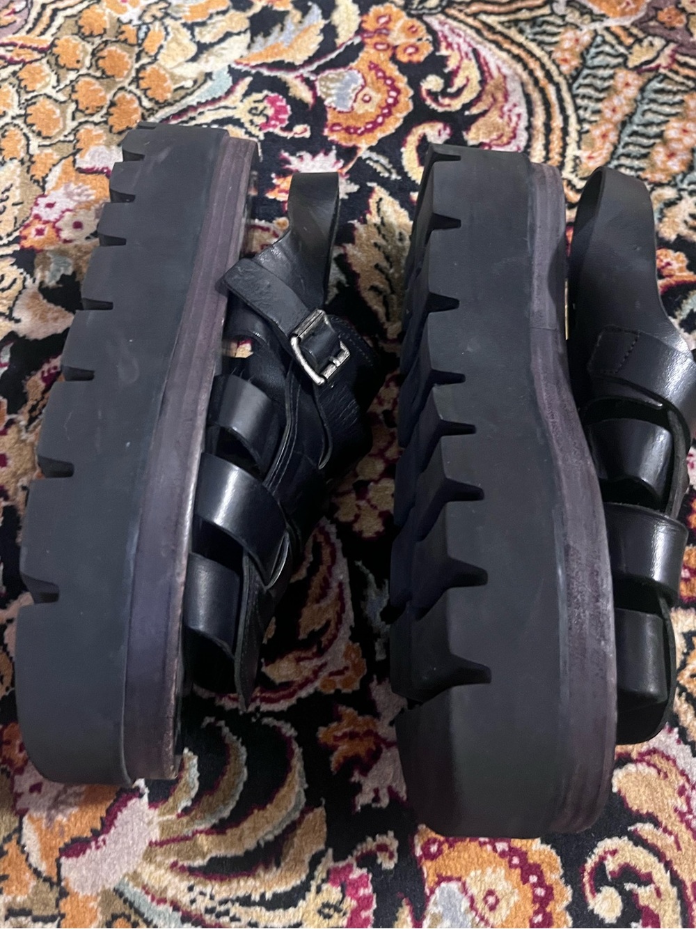 Maison Margiela MM6 Platform wedge Sandals Fishermen black leather 39 - Picture 7 of 11